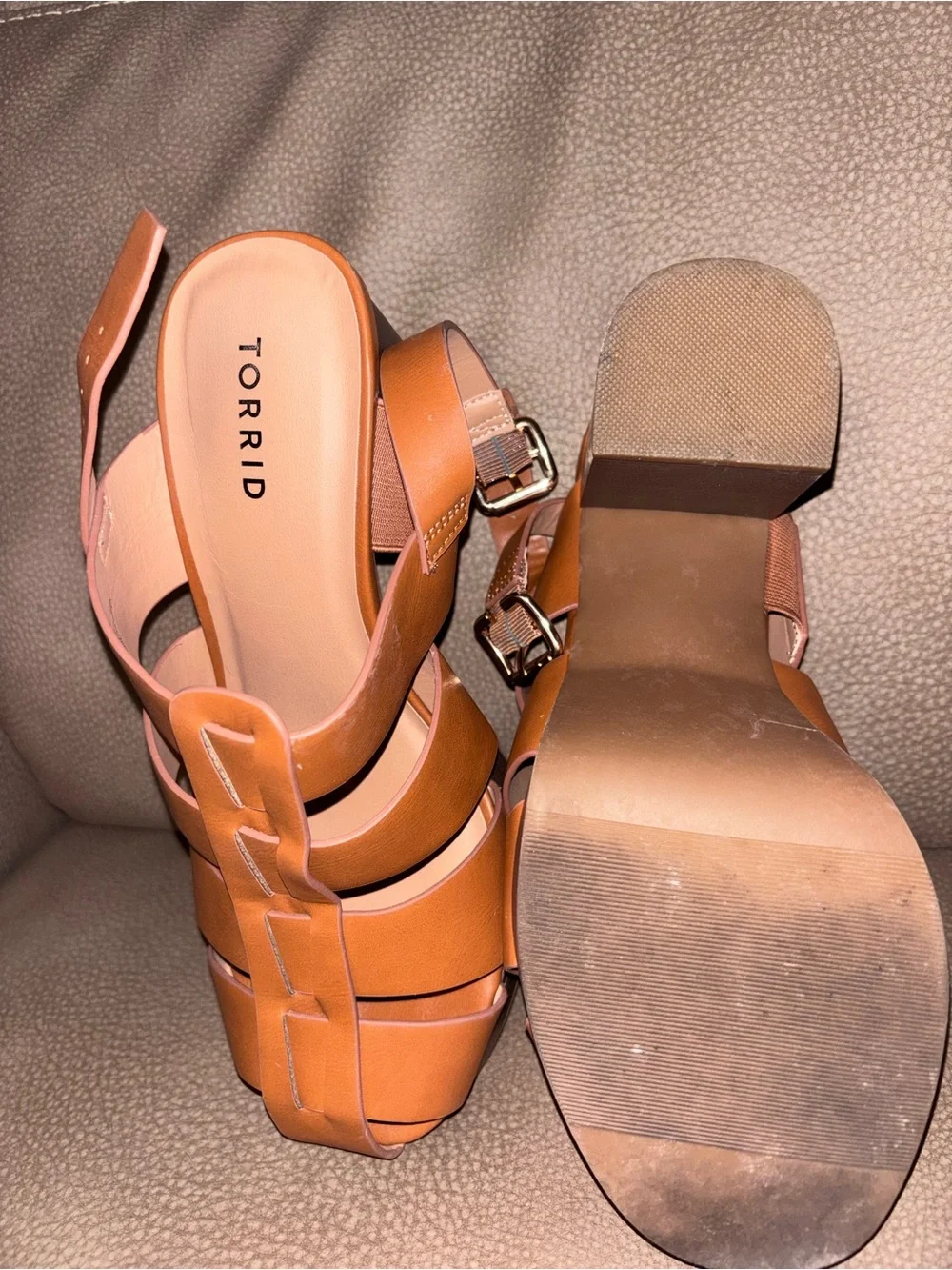 torrid Cognac Strappy Block Heel Sandal